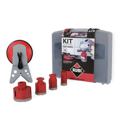 Rubi 50917 DRYGRES - 1 1/8 - 2 11/16 In. Diamond Tile Drill Bit Kit, includes 4-Pieces Drill Bits, Multidrill guide and Suitcase