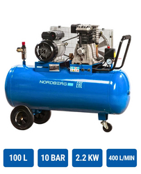Piston compressor with belt drive 220V, rev. 100 l, 400 l/min NORDBERG NCE100/400-220