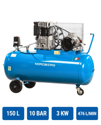 Piston compressor 150l, 10 bar, 476l/min, 3 Phase NORDBERG NC150/480