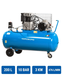 Piston compressor 200l, 10 bar, 476l/min, 3 Phase NORDBERG NC200/480