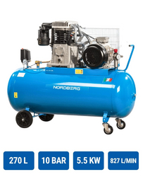 Piston compressor 270l, 11 bar, 827l/min, 3 Phase NORDBERG NC270/830