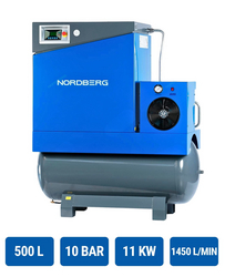 Screw Air Compressor tank with electric drain valve, 15 kW, 10 bar NORDBERG NCB20RD from ADEX INTL