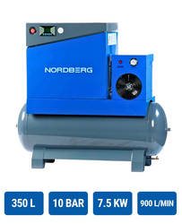 Screw Air Compressor tank with electric drain valve, 7.5 kW, 350 l receiver, 10 bar, 900 l/min NORDBERG NCA10RD from ADEX INTL