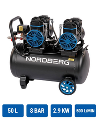 Oil-free air compressor 220V, rev. 50l, 500 l/min, 17.65 CFM NORDBERG NCEO50/500