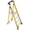 10ft Reach Height Fiberglass Podium Ladder w/Casters 4ft Type IAA PD7304-4C