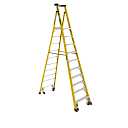 16ft Reach Height Fiberglass Podium Ladder w/Casters 10ft Type IAA PD7310-4C