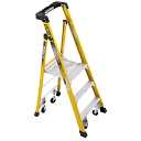 9ft Reach Height Fiberglass Podium Ladder w/Casters 3ft Type IAA PD7303-4C