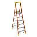 12ft Reach Height Fiberglass Podium Ladder w/Casters 6ft Type IA PD6206-4C