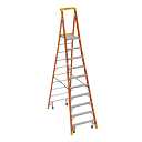 16ft Reach Height Fiberglass Podium Ladder w/Casters 10ft Type IA PD6210-4C