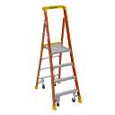 10ft Reach Height Fiberglass Podium Ladder w/Casters 4ft Type IA PD6204-4C