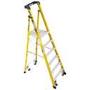 12ft Reach Height Fiberglass Podium Ladder w/Casters 6ft Type IAA PD7306-4C