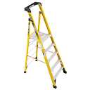 11ft Reach Height Fiberglass Podium Ladder w/Casters 5ft Type IAA PD7305-4C