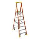 13ft Reach Height Fiberglass Podium Ladder w/Casters 7ft Type IA PD6207-4C