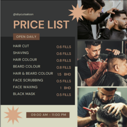 price list from SBY CUT SALOON