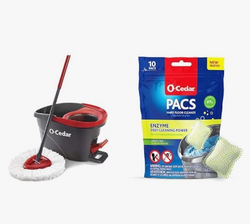 O-Cedar EasyWring Microfiber Spin Mop, Bucket Floor Cleaning System, Red, Gray + O-Cedar PACS Hard Floor Cleaner, Crisp Citrus Scent from SKANDA INTERNATIONAL FZ LLE