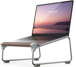 Lamicall Laptop Stand Desk, Walnut Wood Laptop Riser Portable Removable Aluminum Ventilated Ergonomic Computer Notebook Stand Holder Elevator, for MacBook Air Pro, Dell XPS, HP (10-16'') - Silver from SKANDA INTERNATIONAL FZ LLE