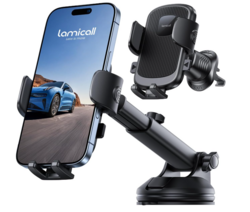 Lamicall Car Phone Holder Mount [3-in-1 Military-Grade Suction Cup] 360° Rotation Phone Holders for Your Car [Metal Hook] Cell Phone Car Mount Dashboard Vent Windshield for iPhone 17 16 All Smartphone from SKANDA INTERNATIONAL FZ LLE