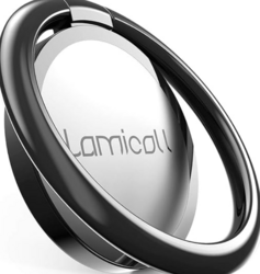 Phone Ring Holder Grip Stand - Lamicall [Matte Surface] [Polished Metal Ring] Finger Grip Kickstand, Work with Magnetic Car Mount, Hand Holder for iPhone 15 14 Pro Max Plus, Smartphone Accessories
