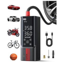 Lamicall Portable Car Tire Inflator - Air Compressor [150 PSI] [4X Faster] Cordless Car Air Pump with Rechargeable Battery, Digital Display Pressure Gauge, LED Light, for Cars, Motorcycles, Bike, Ball from SKANDA INTERNATIONAL FZ LLE