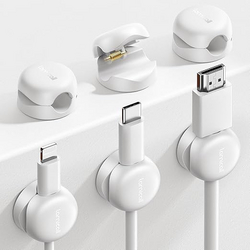 Lamicall Cord Organizer, Spring Cable Management Clips - 6Pack Compact Desk Cable Holder Clips, Nightstand Phone Charging Cord Holder, 8mm Slot Adhesive Wire Organizer, Office Accessory, White from SKANDA INTERNATIONAL FZ LLE