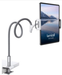 Lamicall Gooseneck Tablet Holder, Tablet Stand : Flexible Arm Clip Tablet Mount Compatible with iPad mini Pro Air, Kindle, Switch, Galaxy Tabs, More 4.7-10.5" Devices - Gray from SKANDA INTERNATIONAL FZ LLE