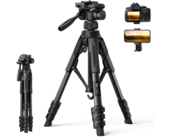 Lamicall Camera Tripod - 17.6LBS Max Load Tripod for Camera with Rapid Leg Deployment Phone Tripods for Video Recording Photo Vlog, 67" Camera Stand with Phone Holder & Carry Bag for DSLR iPhone GoPro from SKANDA INTERNATIONAL FZ LLE