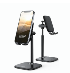 Lamicall Cell Phone Stand, Phone Holder - [Height Angle] Adjustable Mobile Phone Stand for Desk, Office, Compatible with iPhone 14 Plus, 13, Pro, Pro Max, Mini 12 11 X Xr XS, 4-10" Cellphone & Tablet from SKANDA INTERNATIONAL FZ LLE