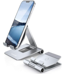 Lamicall Aluminum Metal Adjustable Cell Phone Stand Desk - Heavy Duty Metal Foldable Desktop Phone Holder, Cradle, Dock, for iPhone 16 15 14, Plus, Pro, Pro Max, 13 12 X XS,4-11'' Phone Sliver from SKANDA INTERNATIONAL FZ LLE