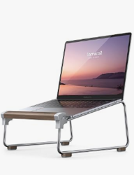 Lamicall Laptop Stand Desk, Walnut Wood Laptop Riser Portable Removable Aluminum Ventilated Ergonomic Computer Notebook Stand Holder Elevator, for MacBook Air Pro, Dell XPS, HP (10-16'') - Silver from SKANDA INTERNATIONAL FZ LLE
