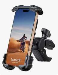 Lamicall Bike Phone Holder Mount - Motorcycle Handlebar Phone Mount Clamp, One Hand Operation, ATV Scooter Phone Clip for iPhone Air 17 16 15 Pro Max / 14 Plus, S20 and 4.7-6.8" Cellphone, Black from SKANDA INTERNATIONAL FZ LLE