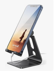 Lamicall Adjustable Cell Phone Stand, Desk Phone Holder, Cradle, Dock, Compatible with iPhone 17 16 15 14 Air Plus Pro Pro Max 13 12 X XS, 4-8" Phones, Office Accessories, All Smartphone, Black from SKANDA INTERNATIONAL FZ LLE