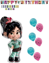 Wreck-It Ralph 2 Birthday Party Supplies Decoration Bundle includes 10 Feet Happy Birthday Banner, 6 Latex Balloons, 1 SuperShape Mylar Balloon 30 Inch from SKANDA INTERNATIONAL FZ LLE