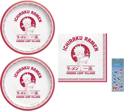 Naruto Ichiraku Ramen Birthday Party Supplies Bundle includes 16 Dessert Cake Paper Plates 7", 16 Paper Napkins 5", 1 Dinosaur Sticker Sheet from SKANDA INTERNATIONAL FZ LLE