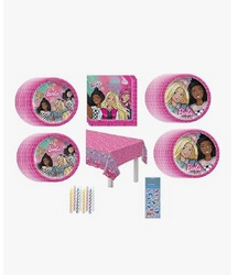 Barbie Dream Birthday Party Supplies Bundle Pack includes Dessert Plates, Lunch Plates, Napkins, Table Cover, Candles (Bundle for 16) from SKANDA INTERNATIONAL FZ LLE