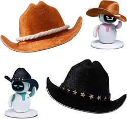 Cowboy Hat Set for Eilik - 2 Pcs Cool Cowboy Hats Toys in Brown + Black, they Can Give Eilik Confidence and Courage! Cutest Christmas and Holidays Gifts.