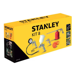 STANLEY AIR TOOLS KIT 8 PCS, INCLUDES INFLATING GUN, AIR DUSTING GUN, SPRAY GUN, GRAVITY PAINT GUN, 5M SPIRAL HOSE AND 3 INFLATING NOZZLES