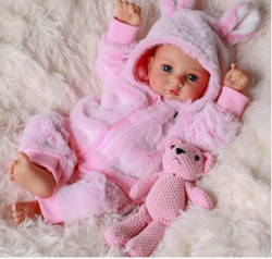 BABESIDE Reborn Baby Dolls, 17Inch Soft Cloth Body Realistic Baby Doll w/Painted Hair & Open Eyes Reborn Toddler Doll for Girls Real Life Baby Dolls Perfect for Kids Ages 3+, Playtime and Collection