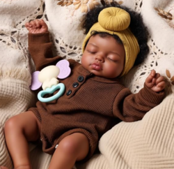 BABESIDE Black Reborn Baby Dolls, 17 Inch Realistic Black Boy Newborn Lifelike Real Life Baby Dolls Soft Vinyl & Cloth Body with Feeding Kit Gift Box for Kids Ages 3+ from SKANDA INTERNATIONAL FZ LLE