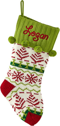 Let's Make Memories Personalized Snowflake Knit Christmas Stocking - Snowflake Stocking - Holiday Decor – White & Green - Customize Name - Embroidered Customize Name up to 12 Letters- 8.5"x18" from SKANDA INTERNATIONAL FZ LLE