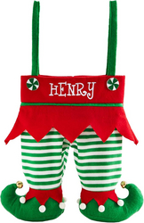 Let's Make Memories Personalized Christmas Stocking - Elf Pants - Embroidered - Green Striped Pants from SKANDA INTERNATIONAL FZ LLE