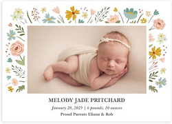 Let's Make Memories Personalized Baby Announcement Cards - Birth, Adoption - Boy, Girl - Premium Quality Custom Photo Cards for Mailing - 5x7 - Includes White Envelopes - Floral Frame - 15 ct from SKANDA INTERNATIONAL FZ LLE