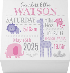 Let's Make Memories Personalized Baby's First Keepsake Box - Memento Storage - Memories Box - Nursery Décor - For Girls - 6" Hx12 Square from SKANDA INTERNATIONAL FZ LLE