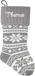 Let's Make Memories Personalized Snowflake Knit Christmas Stocking- Holiday Décor- Gray Cuff/White from SKANDA INTERNATIONAL FZ LLE