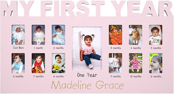 Let's Make Memories Personalized Baby's First 12 Months Photo Frame- New Parents- Newborn- Nursery - Pink from SKANDA INTERNATIONAL FZ LLE