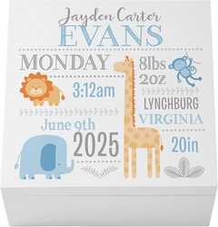 Let's Make Memories Personalized Baby's First Keepsake Box - Memento Storage - Memories Box - Nursery Décor - For Boys - 6" Hx12 Square from SKANDA INTERNATIONAL FZ LLE