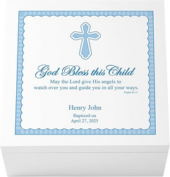 Let's Make Memories Personalized Keepsake Box for Blessed Child - Memories Box - Baptism - Confirmation - For Boys (Blue) - 6" Hx12 Sq from SKANDA INTERNATIONAL FZ LLE