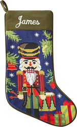 Let's Make Memories Personalized Needlepoint Christmas Stocking - Embroidered Family Stockings - Old-Fashioned Christmas Décor - Mantel Décor - 8"x17" - Customized Embroidered Name - Nutcracker from SKANDA INTERNATIONAL FZ LLE