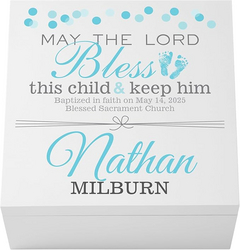 Let's Make Memories Personalized Keepsake Box for Baptism - Memories Box - Memento Storage - For Boys (Blue) - 6" Hx12 Sq from SKANDA INTERNATIONAL FZ LLE