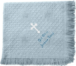 Let's Make Memories Personalized God Bless Honeycomb Baby Blanket - Blue - New Baby - Christening- 36x50 from SKANDA INTERNATIONAL FZ LLE