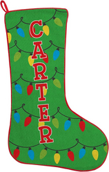 Let's Make Memories - Personalized Christmas Stockings - Customized with Your Name - Traditional Holiday Colors + Christmas Lights Design - Stockings for Family - 19" - Green from SKANDA INTERNATIONAL FZ LLE
